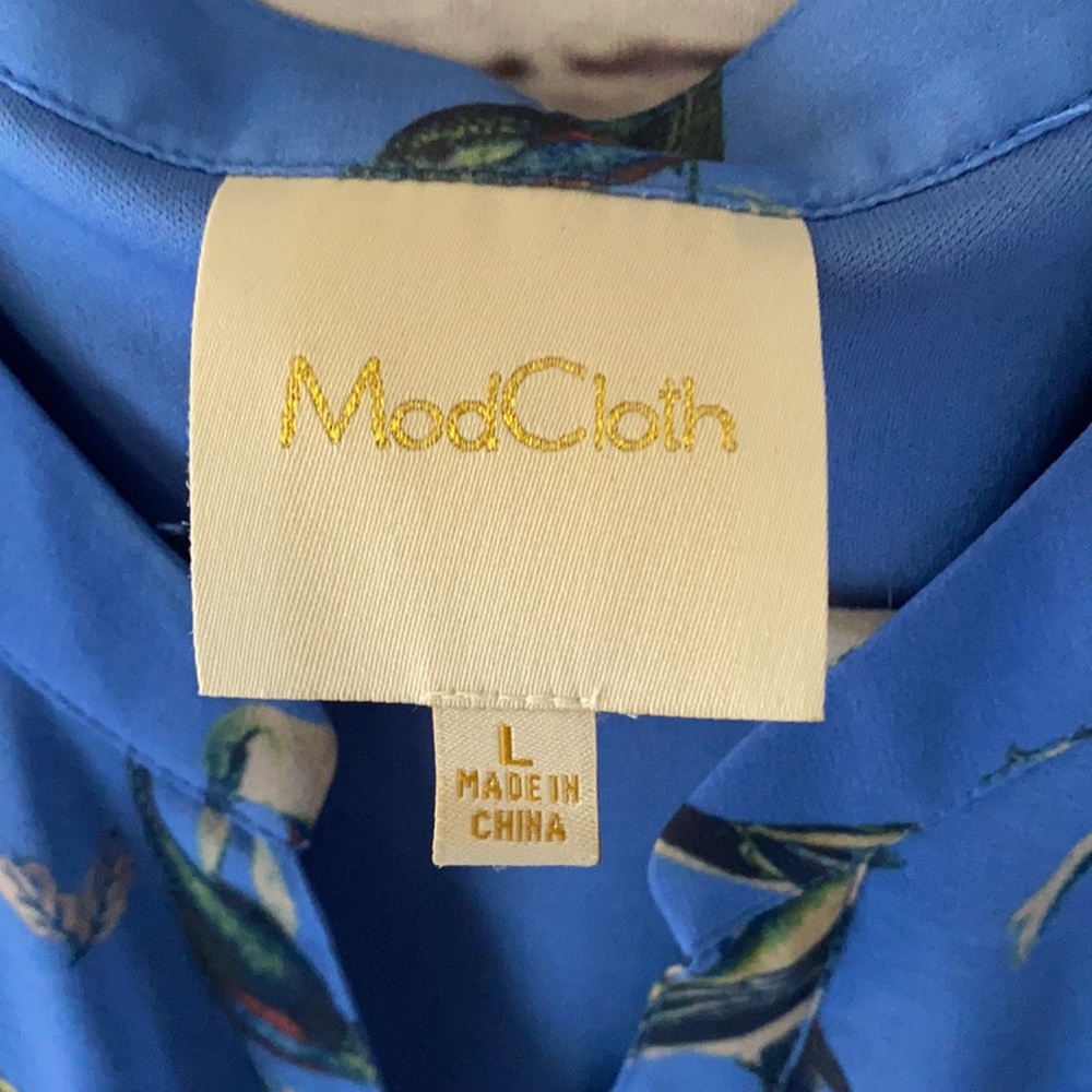 Modcloth Blue Bird Print Dress - Picture 2 of 5
